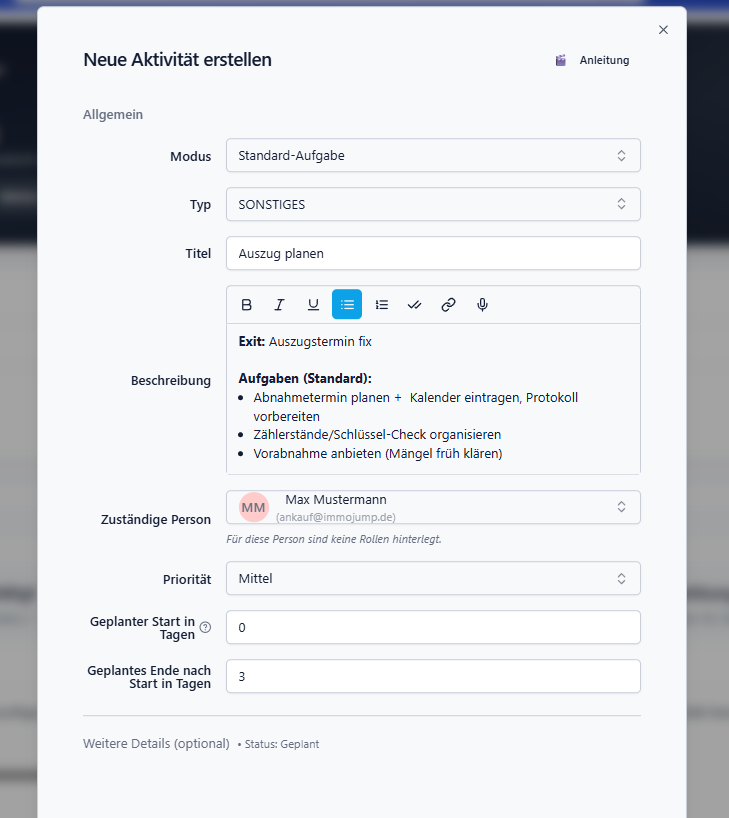 Workflow speichern und testen